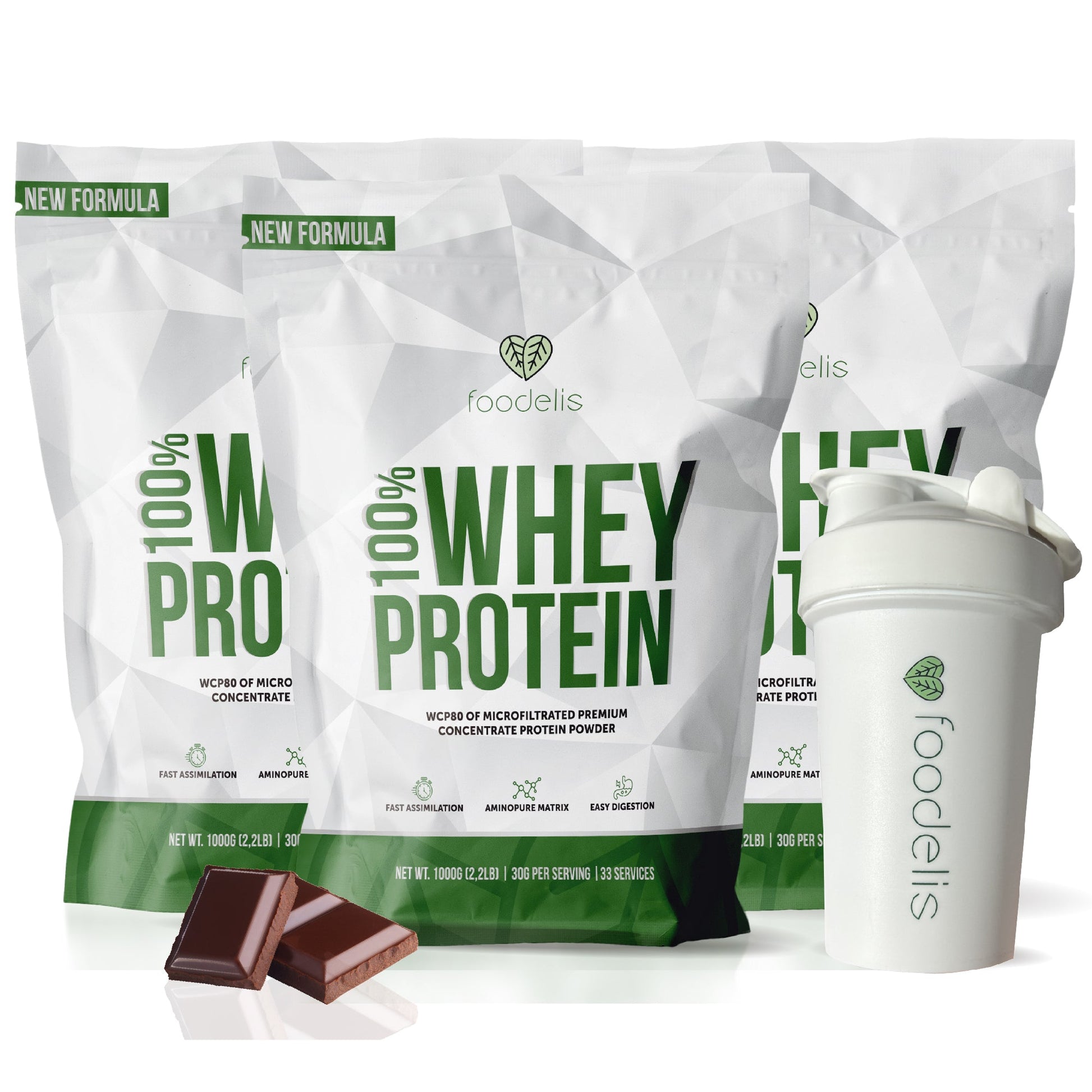 Pack 100% Whey Protein 2KG + Creatina Monohidratada 300G + Shaker - Foodelis Nutrition