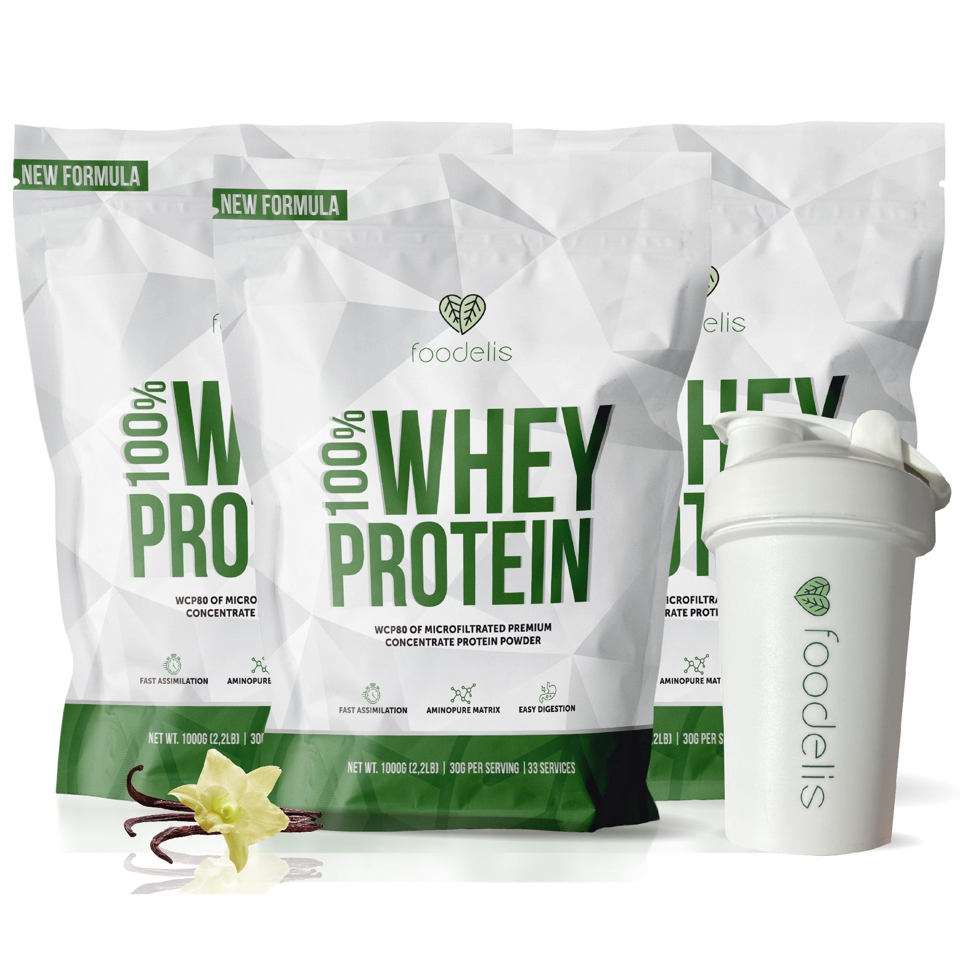 Pack 100% Whey Protein 3KG + Shaker 400ml - Foodelis Nutrition