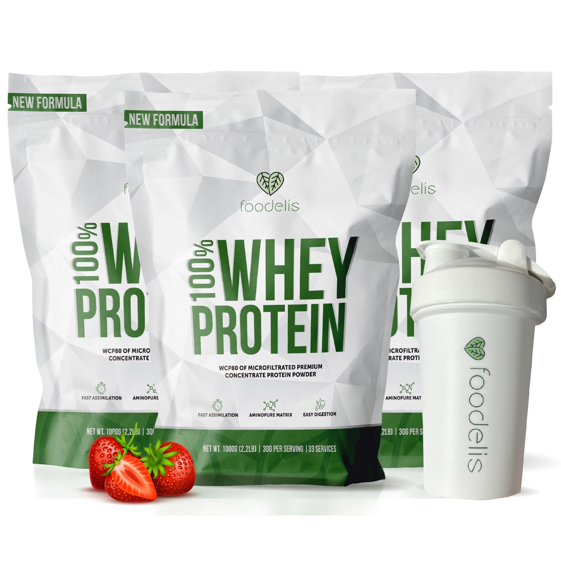 Pack 100% Whey Protein 3KG + Shaker 400ml - Foodelis Nutrition