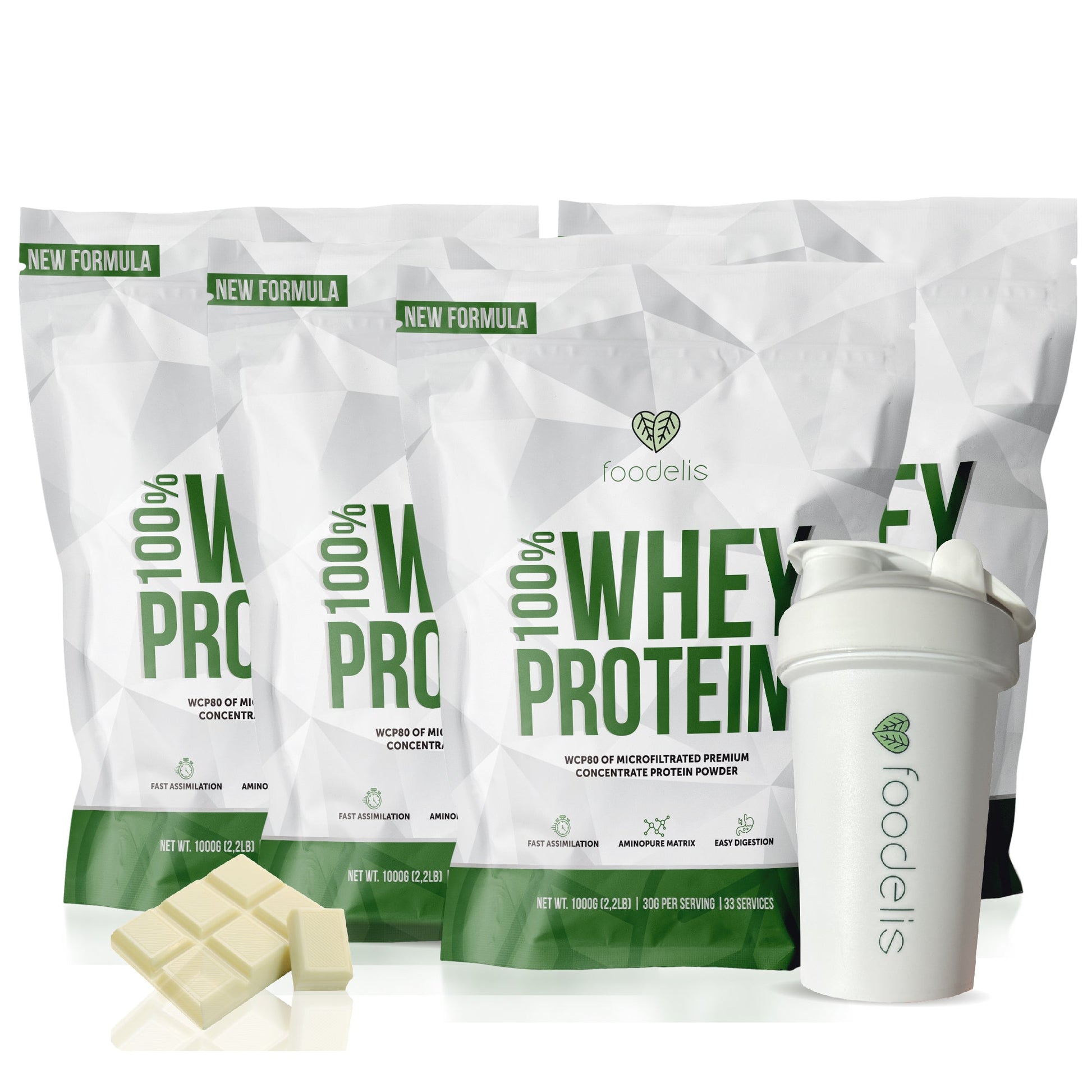 Pack 100% Whey Protein 4KG + Shaker 400ml - Foodelis Nutrition