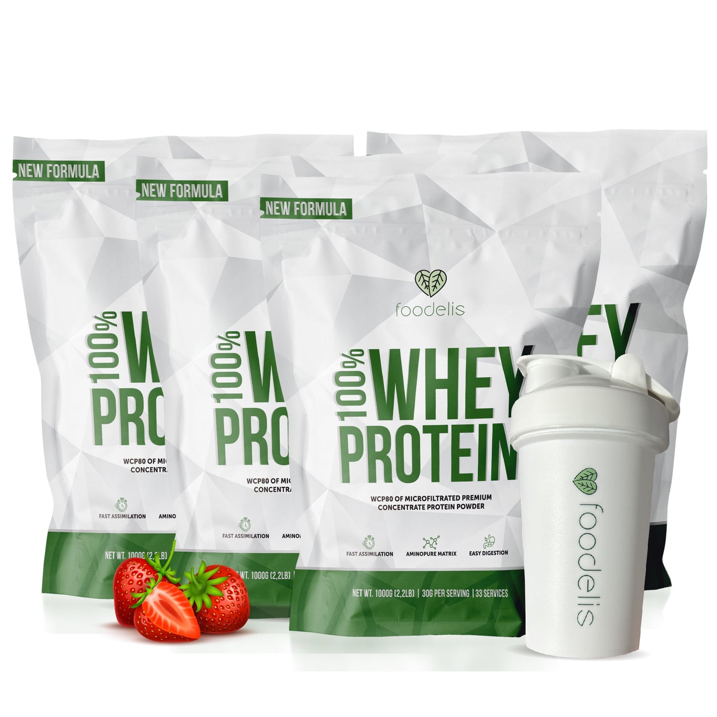 Pack 100% Whey Protein 4KG + Shaker 400ml - Foodelis Nutrition