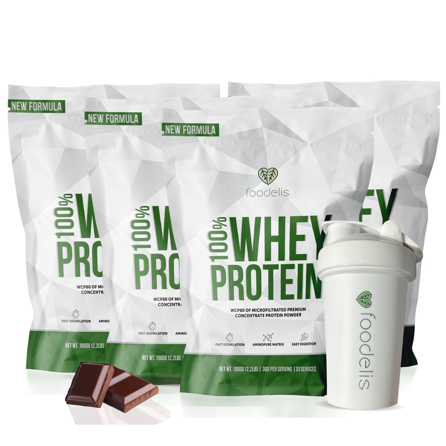 Pack 100% Whey Protein 4KG + Shaker 400ml - Foodelis Nutrition