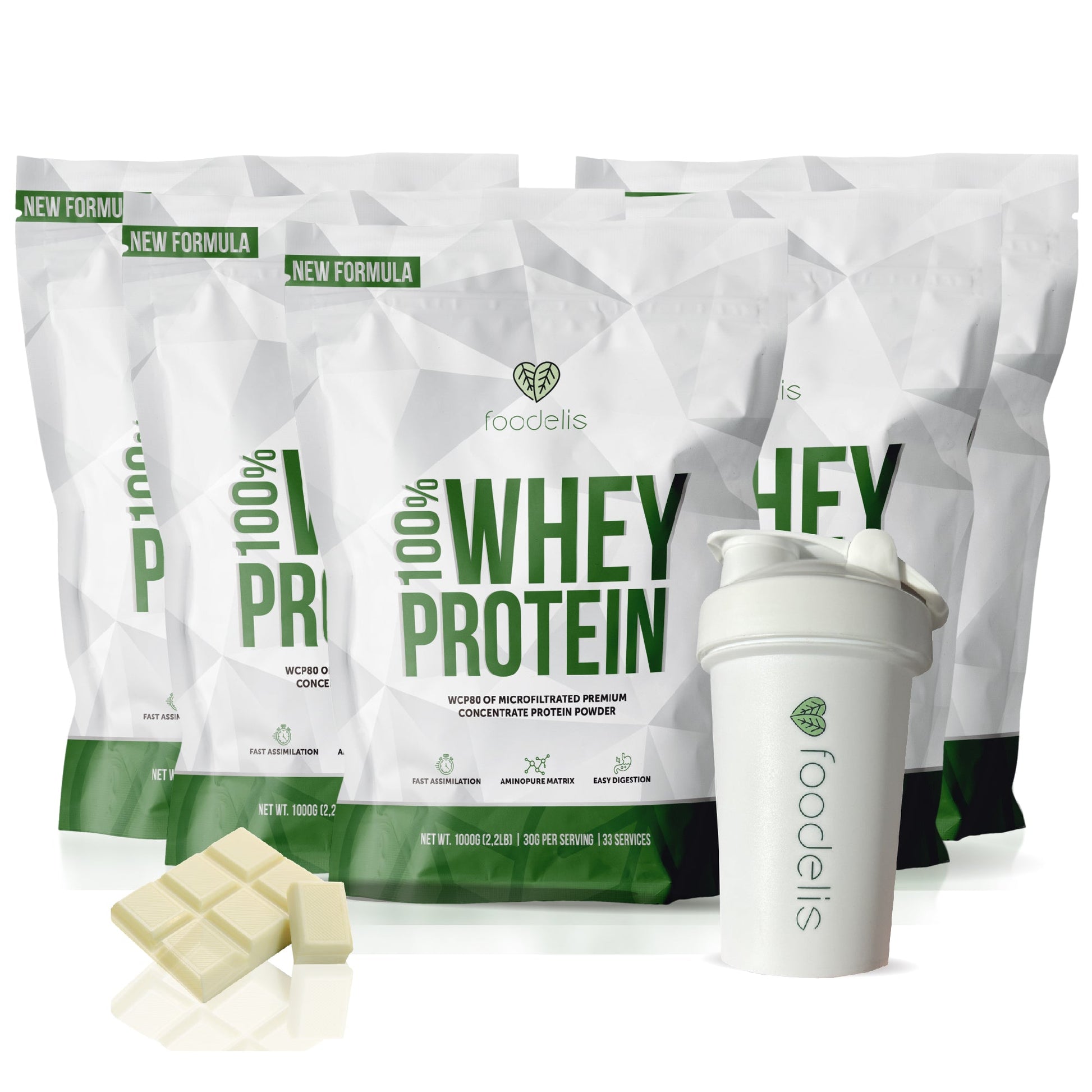 Pack 100% Whey Protein 5KG + Shaker 400ml - Foodelis Nutrition