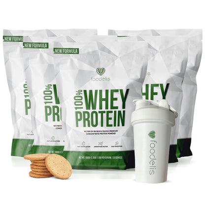 Pack 100% Whey Protein 5KG + Shaker 400ml - Foodelis Nutrition