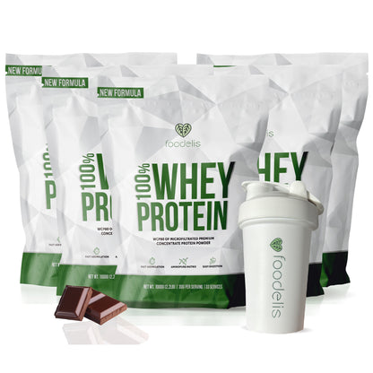 Pack 100% Whey Protein 5KG + Shaker 400ml - Foodelis Nutrition